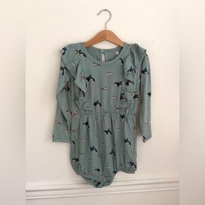 NWT Kyte Baby Orca Whale Bubble Romper, size 4T